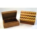 6" x 4" Inlaid Wooden Box - Chevron Design