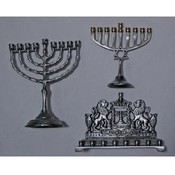 Set of 3 Different Chanukah Menorahs - Pewter