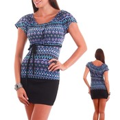 Blue/Purple Fitted Tribal Tunic Top
