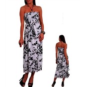 Womens Printed Maxi Dress - Black/White