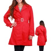 Juniors Red Belted Long Trench Coat