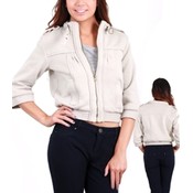 Silver Cropped Zipper Jacket