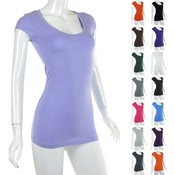 Basic Women's Scoop Neck Solid Colors Short Sleeve T-shirt Top