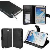 Black Leather Folio Wallet &amp; Case for Samsung Galaxy Note II