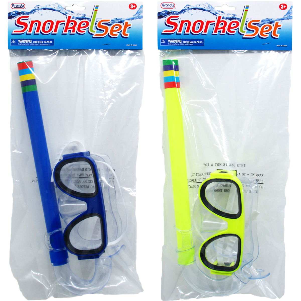 Wholesale Kids' Snorkel and Mask Set 2 Colors, 13.5"