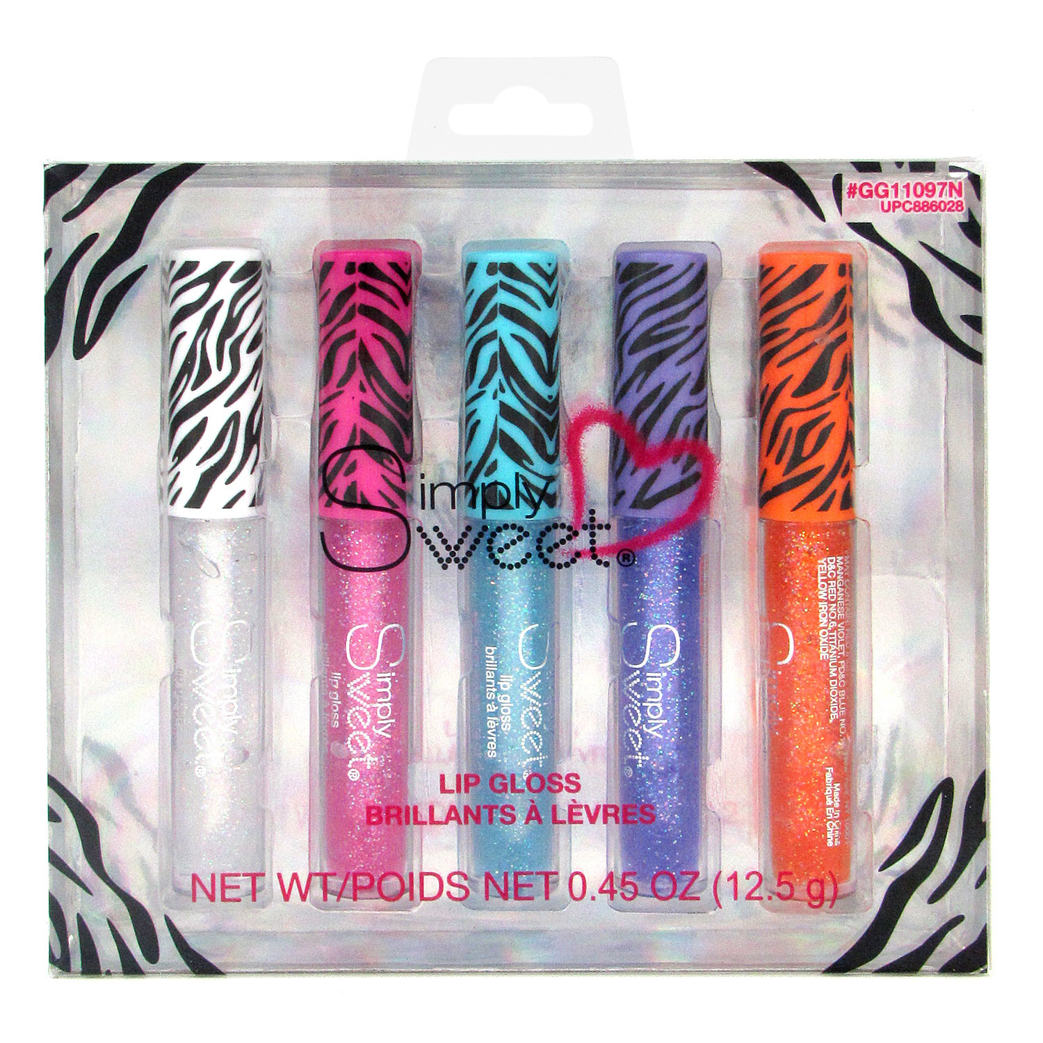Wholesale Zebra Cap Lip Gloss Wand 5Pack Box Set DollarDays
