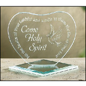 Come Holy Spirit Glass Heart Stand