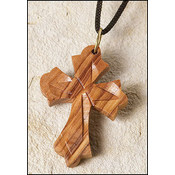 Olive Wood Budded Cross Pendant