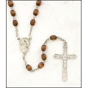 Light Brown Wood Oval Rosary