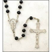 6 mm Black Boxwood Round Bead Rosary