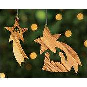 Nativity Star Olive Wood Ornament Assortment