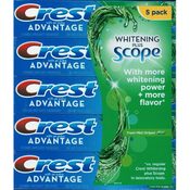 Crest Toothpaste Whitening Plus Scope 5 Pack 7.6oz Tubes
