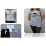 100% Cotton V-Neck T-Shirt - Black/White/Grey