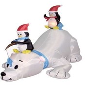 Six Foot Long Christmas Inflatable Polar Bear + 2