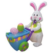 Four Foot Long Easter Inflatable Rabbit Pushing Ca