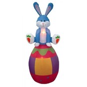 Six Foot Easter Inflatable Rabbit Sitting on an Eg
