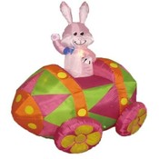 Six Foot Long Easter Inflatable Rabbit in Egg Car