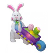 Six Foot Long Easter Inflatable Rabbit Pushing Whe