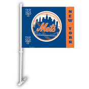 New York Mets Car Flag w/Wall Bracket