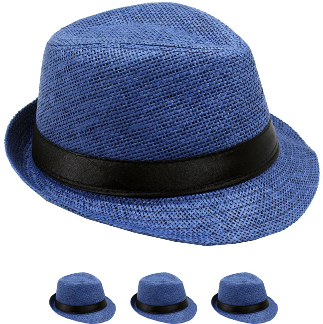 Children's Navy Blue With Black Band Fedora Hat.