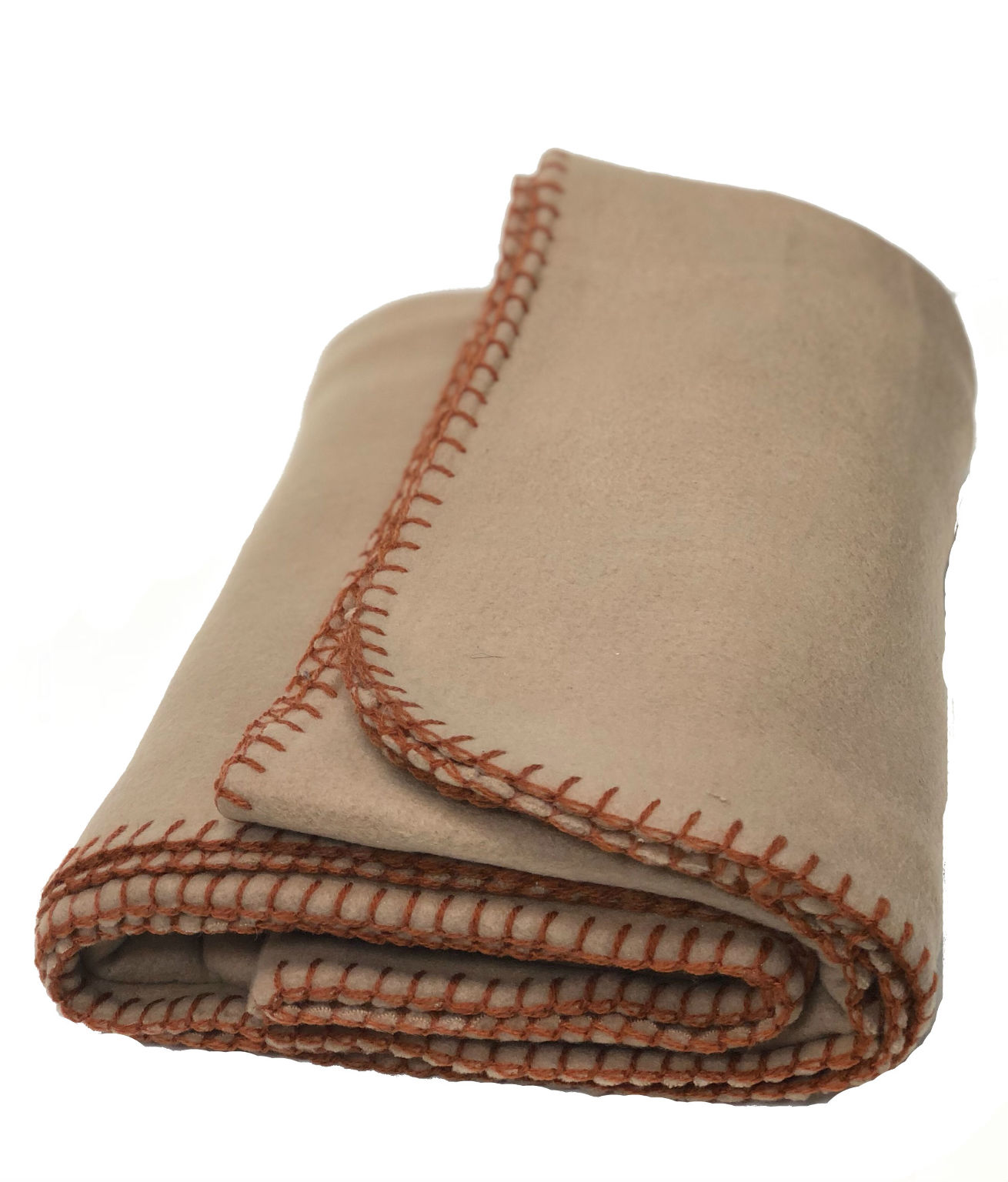 Wholesale Tan Fleece Throw Blanket with Stitched Edges (SKU 2286652