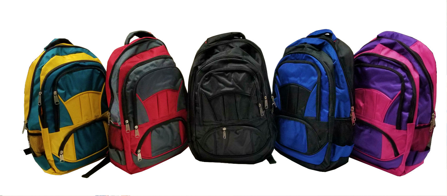Wholesale 18" Classic MultiPocket Backpack 5 Assorted Colors