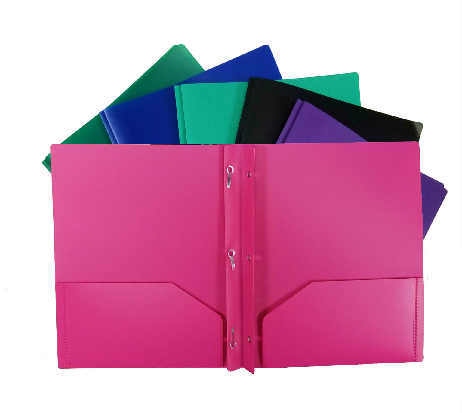 Wholesale Poly 2 Pocket Folder with Prongs Assorted