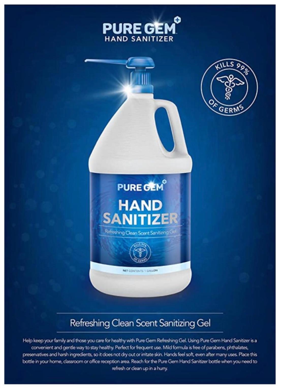 Wholesale Pure Gem Gallon 70 Alcohol Gel Hand Sanitizer