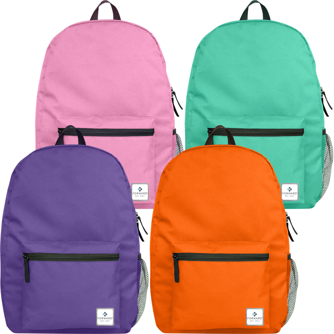 17" Forward Classic School Backpack with Side Mesh Pocket 4 Colors