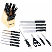 Maxam 15 Piece  Cutlery Set In Wood Block