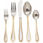 20pc Surgical SS Flatware Set w/Gold-Plated Trim