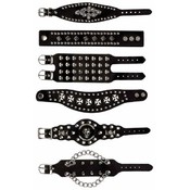 6 Piece  Set Assorted Leather Bracelets