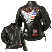 Ladies Genuine Buffalo Leather Motorcycle Jacket-M