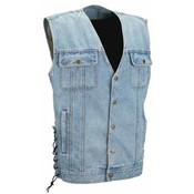 Laced Side - Denim Motorcycle Vest - Large Only