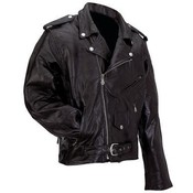 Mens Genuine Buffalo Leather Motorcycle Jacket-L