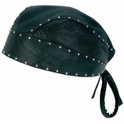 Leather Perforated Skull Cap wChrome Studs