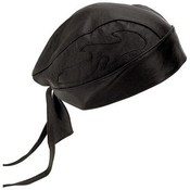 Solid Genuine Leather Skull Cap with Flames