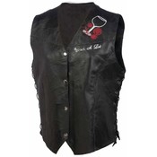Ladies Genuine Leather Vest w/Patches- Small