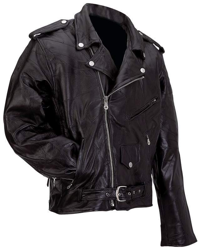 Diamond Plate Rock Design Genuine Buffalo Leather Motorcycle Jacket -