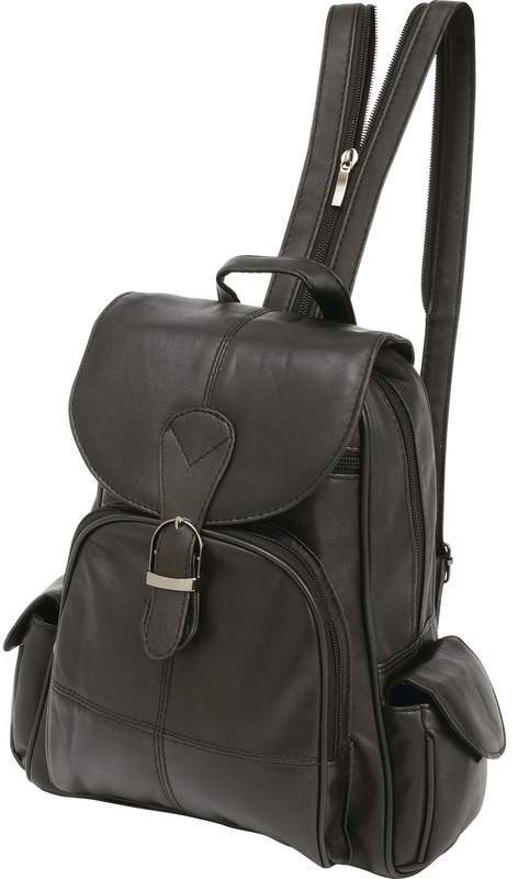 Embassy(TM) Solid Genuine Lambskin Leather Backpack