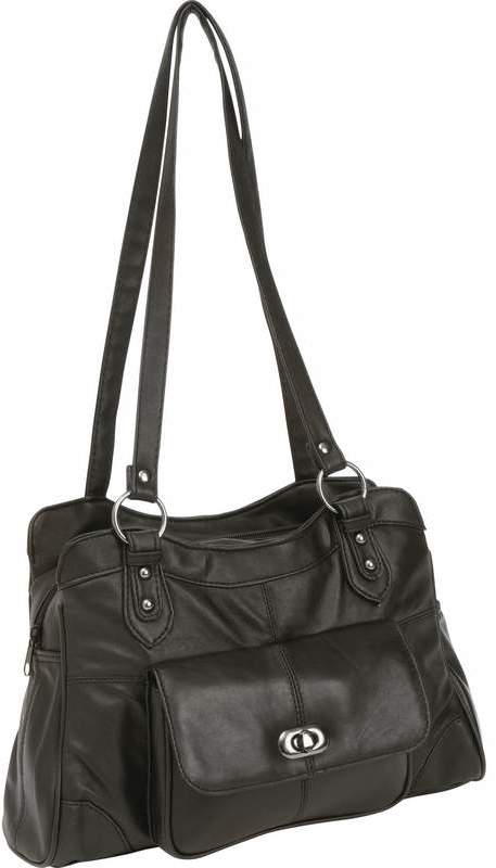 Solid Genuine Lambskin Leather Purse w Shoulder Strap 2 Zippered Compartments