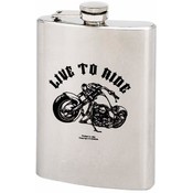 Maxam  8oz S/S Hip Flask Live to Road