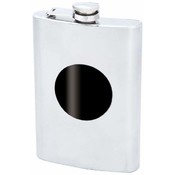 8oz Stainless Steel Flask w/Black Round Medallion