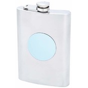 8oz Stainless Steel Flask w/Blue Round Medallion