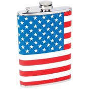 Maxam  8oz S/S Flask with American Flag Wrap