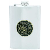 8oz S Steel Flask w/Fire Department Medallion