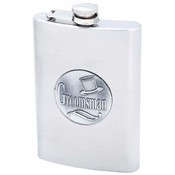 8oz Stainless Steel Flask with Groomsman Medallion