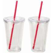 Maxam 2pc Double Wall 16oz Clear Tumbler Set