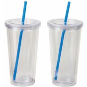 Maxam 2pc 20oz Double Wall Clear Tumbler Set