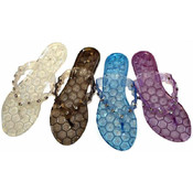Ladies Jelly Sandals With Rhinestone Strap
